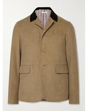 Thom Browne Unstructured Wool-Trimmed Cotton-Corduroy Blazer - Natural