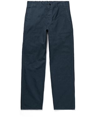 Orslow Straight-leg Herringbone Cotton Pants - Blue