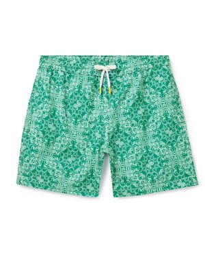 Hartford Straight-Leg Mid-Length Paisley-Print Swim Shorts - Green