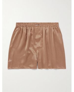 Zimmerli of Switzerland Printed Silk-satin Boxer Shorts - Brown
