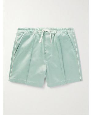 Tom Ford Straight-Leg Satin Drawstring Shorts - Green