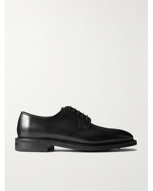Morjas The Plain Toe Leather Derby Shoes - Black