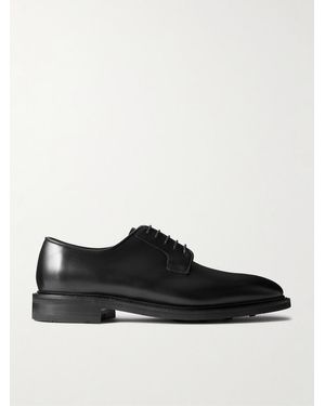 Morjas The Plain Toe Leather Derby Shoes - Black