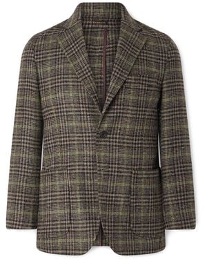 Rubinacci Prince Of Wales Checked Wool Blazer - Brown