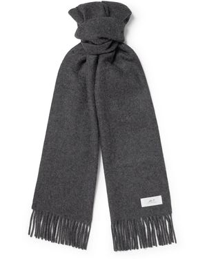 MR P. Logo-appliquéd Fringed Cashmere Scarf - Gray
