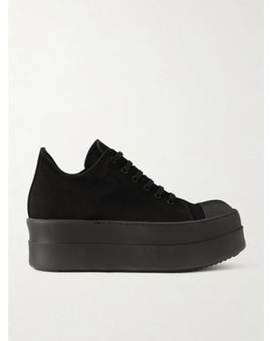 Rick Owens Mega Bumper Low Rubber-Trimmed Denim Trainers - Black