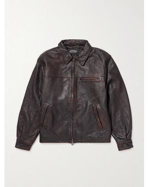 FRIZMWORKS Distressed Leather Jacket - Grey