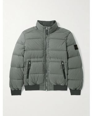 Stone Island Logo-Appliquéd Quilted Shell Down Bomber Jacket - Grey