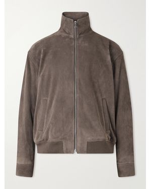 FRAME Suede Bomber Jacket - Brown