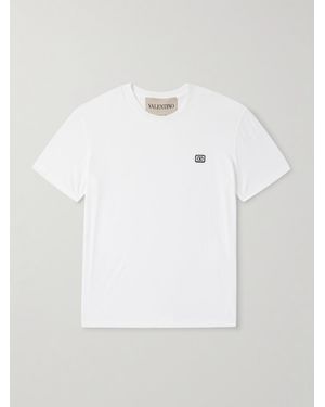 Valentino Garavani Logo-appliquéd Cotton-jersey T-shirt - White