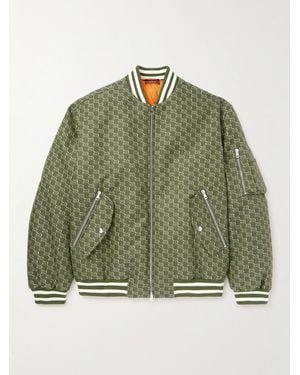 Gucci Wattierte Bomberjacke aus Baumwoll-Twill mit Logomuster - Grün