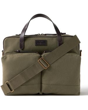 Polo Ralph Lauren Leather-Trimmed Cotton-Canvas Messenger Bag - Green