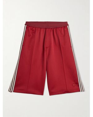 adidas Originals Wales Bonner Wide-leg Striped Recycled-jersey Drawstring Shorts - Red