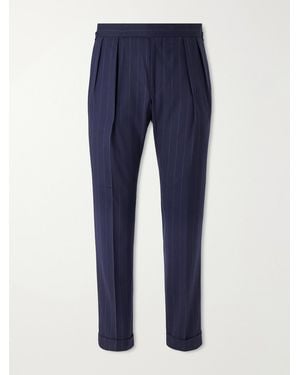 Polo Ralph Lauren Straight-Leg Pleated Pinstriped Wool-Blend Suit Trousers - Blue