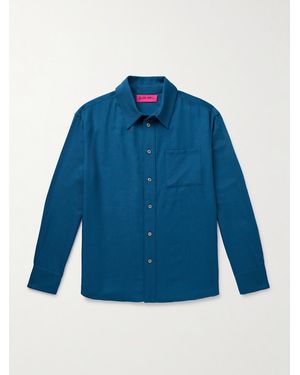 The Elder Statesman Wool And Cashmere-Blend Twill Shirt - Blue