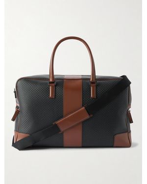 Serapian Stepan 72 Bowling-Tasche aus beschichtetem Canvas mit Logomuster und Lederbesatz - Schwarz