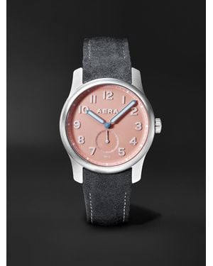 Aera M-1 Dune Automatic 39Mm Stainless Steel And Suede Watch - Black