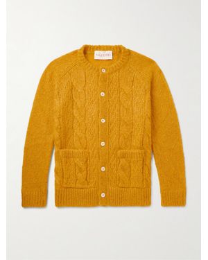 Valentino Garavani Cable-Knit Mohair-Blend Cardigan - Yellow