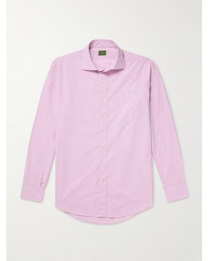 Sid Mashburn Spread-Collar Checked Cotton-Poplin Shirt - Pink