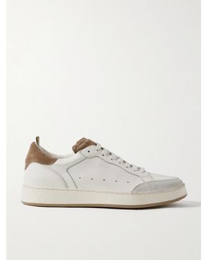 Officine Creative The Answer 001 Distressed Suede-Trimmed Leather Trainers - White