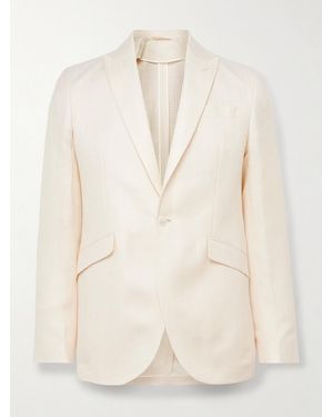 Favourbrook Schmal geschnittenes Sakko aus einer Leinen-Seidenmischung mit Fischgratmuster - Natur