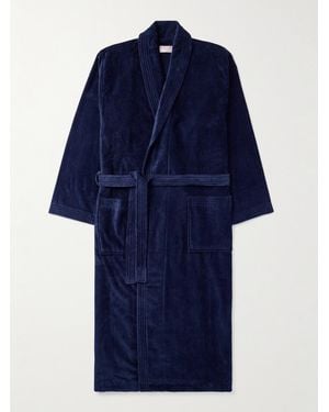 Derek Rose Belted Cotton-Terry Robe - Blue