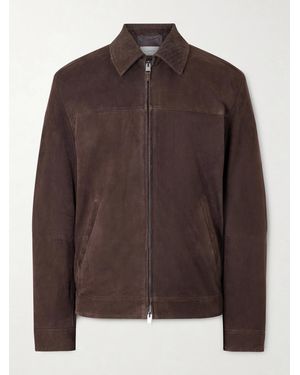 Canali Woven Suede Jacket - Brown