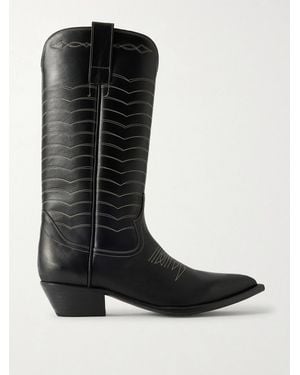 Enfants Riches Deprimes Split Ends Embroidered Leather Boots - Black