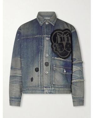 Neighborhood Chito Savage Jeansjacke mit Applikation in Distressed-Optik - Blau