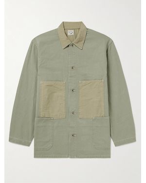 Orslow Herringbone Cotton Overshirt - Green