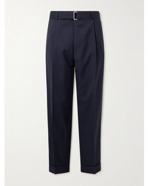 Officine Generale Hugo Straight-leg Belted Virgin Wool Suit Trousers - Blue