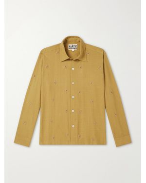 Kartik Research Embroidered Cotton-Canvas Shirt - Yellow