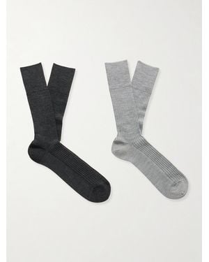 FALKE N7 Finest Two-Pack Ribbed Virgin Wool-Blend Socks - White