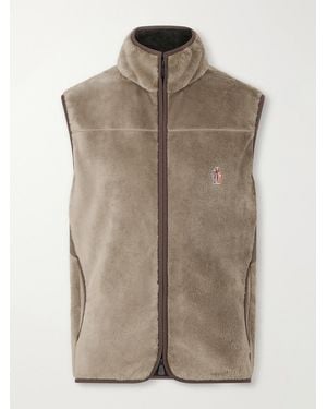 Moncler Logo-Appliquéd Gabardine-Trimmed Fleece Polartec Gilet - Natural