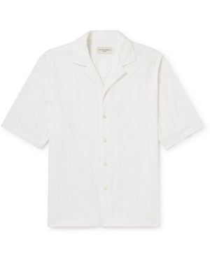 Officine Generale Eren Camp-Collar Striped Cotton-Jacquard Shirt - White