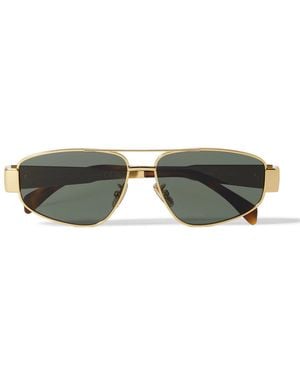 Celine Triomphe Metal 03 D-Frame-Tone Sunglasses - Green