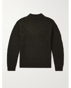 Allude Cable-Knit Wool And Cashmere-Blend Mock-Neck Sweater - Nero