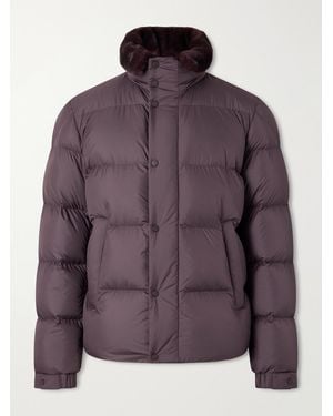 Moncler Drisfall Plush-Trimmed Quilted Shell Down Jacket - Purple
