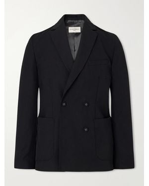 Officine Generale Leon Double-Breasted Virgin Wool-Twill Suit Jacket - Black