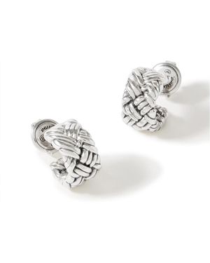 Bottega Veneta Intrecciato Small Sterling Silver Earrings - Metallic