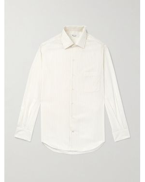 Loro Piana André Striped Wool And Silk-blend Shirt - Natural