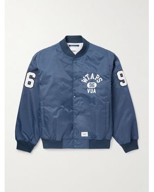WTAPS Team Logo-appliquéd Padded Nylon-twill Bomber Jacket - Blue