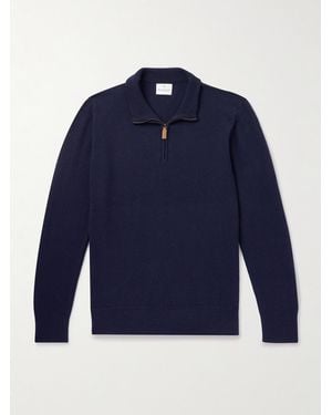 Kingsman Merino Wool And Cashmere-Blend Half-Zip Jumper - Blue