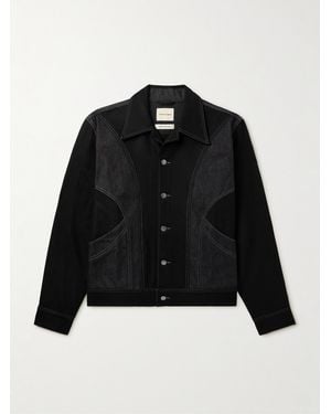 Nicholas Daley Rebel Panelled Denim And Brushed-Wool Jacket - Black