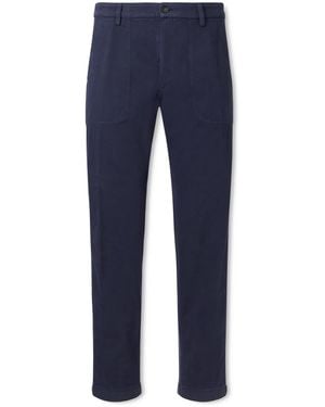 Canali Straight-Leg Cotton-Blend Twill Pants - Blue