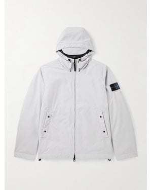 Stone Island Logo-appliquéd Padded Shell-r_e.dye® Hooded Jacket - Grey