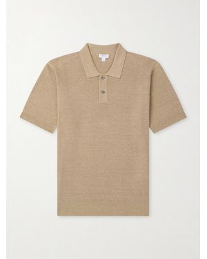 Sunspel Honeycomb-Knit Linen And Silk-Blend Polo Shirt - Natural
