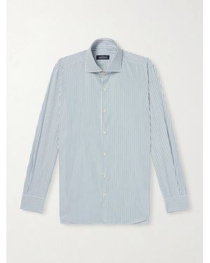 J. Mueser Striped Cotton-poplin Shirt - Blue