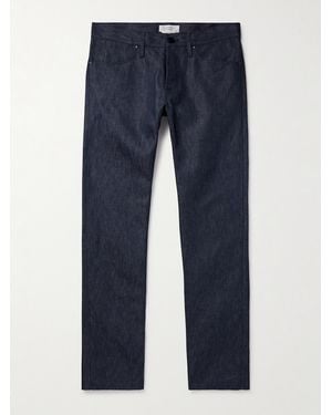 Gabriela Hearst Anthony Slim-Fit Straight-Leg Cotton And Linen-Blend Chambray Trousers - Blue