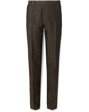 MR P. Straight-Leg Striped Linen Suit Pants - Gray